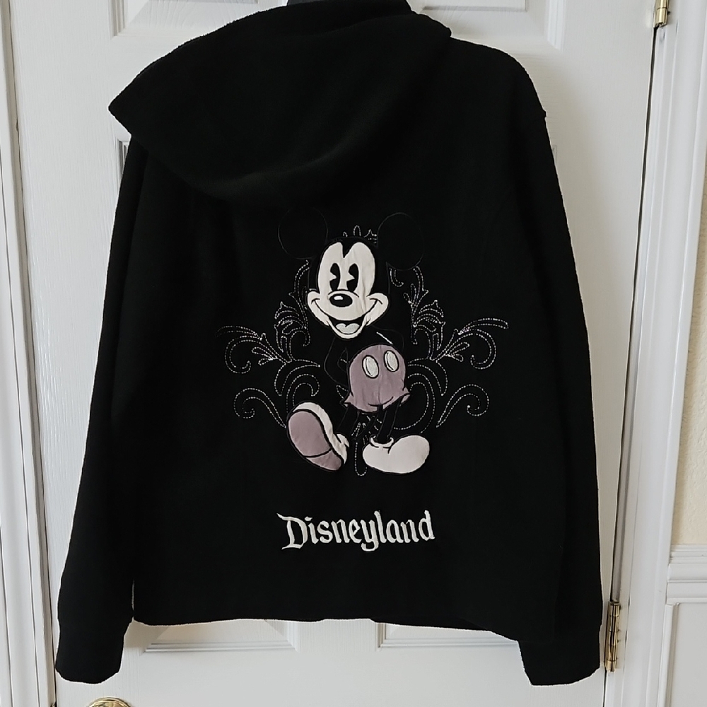 Disneyland Fleece Hoodie Jacket with Mickey Mouse Embroidery Sz L